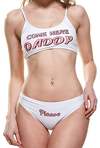 SINGUYUN Ja Daddy BH och trosset baddräkt anime bikini cosplay underkläder set, Vitt, L