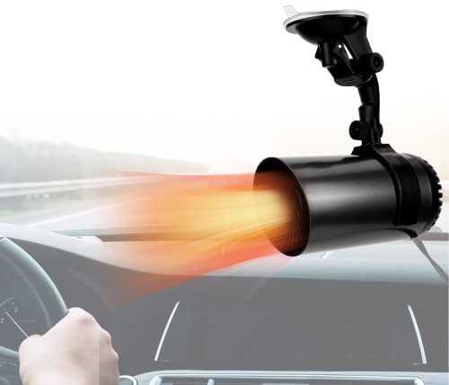 Riscaldatore per Auto da 150 W 12 V, Riscaldamento Rapido, Riscaldatore da 12 Volt con 2 Modalità di Temperatura, Riscaldatore da Campeggio con Supporto a Ventosa, Sbrinatore per Auto per Auto, Campeg