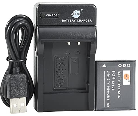DSTE LI-50B D-LI92 - Batería de ion de litio y cargador micro USB compatible con Olympus Stylus 1010 1020 1030 9000 9010 SP-800UZ SP-810UZ SZ-10 SZ-11 SZ-12 SZ-15 SZ-20 SZ-30M RSP-72- RSP0UZ