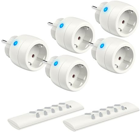 UCOMEN Prese Con Telecomando, 5 Prese Con 2 Telecomandi, 2300 W, Portata 30 M, Set Di Interruttori, Funzione Autoapprendimento Per Elettrodomestici, Bianco
