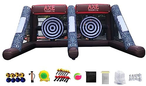 Vinfgoes Jeu de fléchettes gonflable avec cible de lancer de balle gonflable (24 axes + 16 balles + 8 balles de football) pour jardin, anniversaire, école, équipe/fête, double fléchettes pour 2