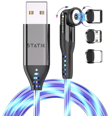 Statik GloBright 360 Magnetisches LED-Ladekabel, USB C, Leuchtendes Handy-Ladekabel 3FT/1M