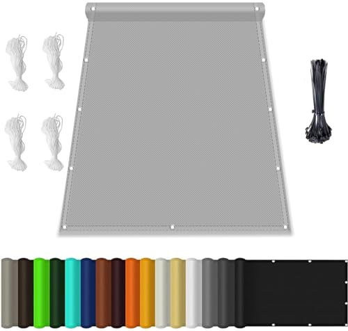 Voile d'ombrage rectangulaire avec œillets, en tissu de marquise, 95 % de protection UV, résistant à la déchirure, résistant aux intempéries, avec corde, pour balcon, terrasse, jardin, 1 x 2 m, gris