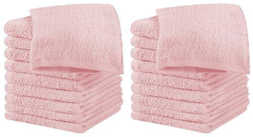IlGruppone Set 20 Pezzi Lavette Asciugamani Viso Mani 100% Cotone 490 Gsm 30x30 Cm Bagno Bidet Vari Colori Morbide Assorbenti Asciugamano Spugna Ospite - Rosa - 30x30 cm