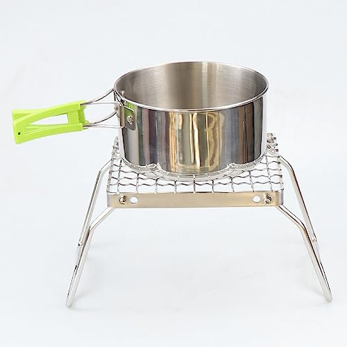 lvifloae Campinggrill mit klappbaren Beinen, 304 Edelstahl, tragbar, zusammenklappbar, Camping-Lagerfeuergrill über Feuer, Geteilte Öfen für Zuhause, Terrasse, Rasen, robust und stabil