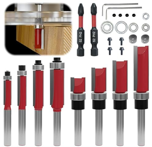 Set di frese a filo con fusto da 8 mm, con punte magnetiche a percussione, cuscinetti, chiavi inglesi, fresa da 8 mm, utensili per la lavorazione del legno, set di frese in metallo duro