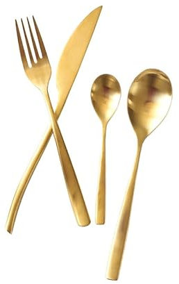 Ensemble de couverts en argenterie, 4/16/24/32/40/48 pièces Ensemble de couteaux, fourchettes et cuillères en or 304 Couteau de table, fourchette et cuillère Vaisselle en acier inoxydable.Gold-40 Piec