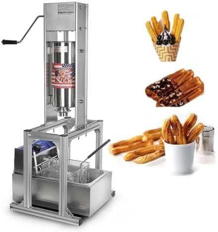 RRXEOUU Commercial Donut Churrera Churro Maker Machine, 5L Stainless Steel Vertical Donut Churros Machine