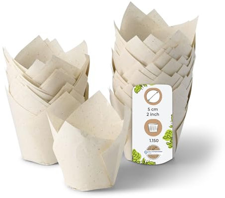 BIOZOYG 1150x Stampi per muffin in carta erba Ø 5cm marrone - pirottini per muffin biodegradabile & riciclabile - teglie muffin piccoli
