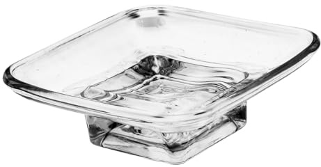 FONDOTIN Square Soap Dish Glass Holder with Drain for Bathroom and Shower, Elegant Design Keeps Soap Dry, Easy Installation Suitable for Hotel and Home Use