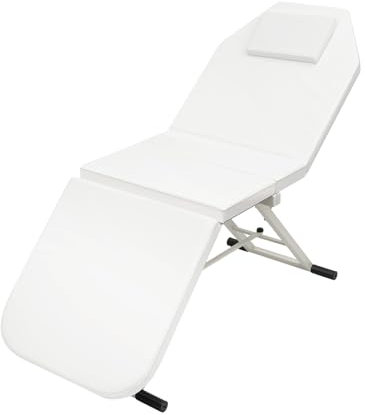 soudesileim Massageliege Klappbar 91x60x20cm, Massagebett Höhenverstellbar Rücken/Beinpartie, Max Tragfähigkeit 250kg, Matratzendicke 5cm, Kosmetikliege mit Kissen (Weiß)