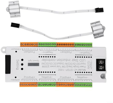 ComfyHarbor 32-K-Bewegungsmelder, LED-Treppenlicht-Controller, 120° Erfassungswinkel mit 1-3 m Reichweite, 12 V-24 V Niederspannungsdesign, für Treppenbeleuchtungssysteme (180 x 60 x 20 mm)