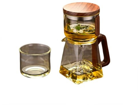 XYUERU Lazy Kungfu Glass Tea Set, Heat-resistant Glass Tea Set Teapot Loose Tea Strainers Magnetic Teapot With Magnet Semi-Automatic Tea Set Chinese For Office