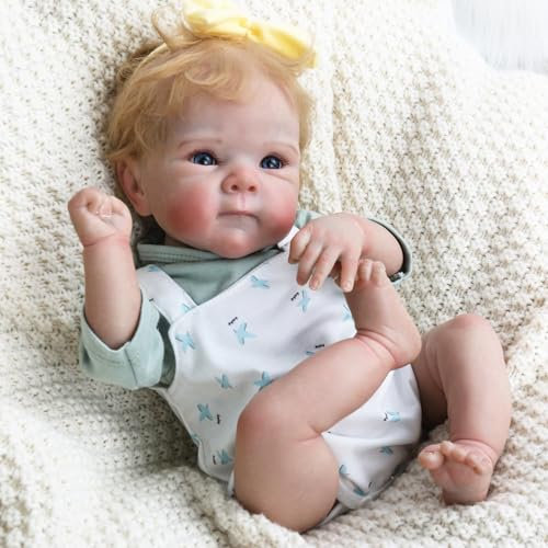 Generisch Lebensecht Reborn Baby 18 Zoll 45cm Reborn Puppen Lebensecht Weiche Silikonpuppe Handgefertigt Neugeborenes Baby Jungen & Mädchen Spielzeug Geschenk Babypuppen Mit Puppen-Zubehör