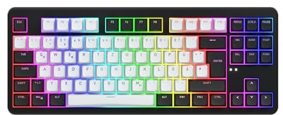 HATOR Rockfall 3 TKL Wireless Gaming-Tastatur – Hot-Swap, RGB, Gasket Mount, 4000mAh Akku, 2.4GHz/Bluetooth/USB, PBT Keycaps, QMK/VIA, DE Layout, Mac/Windows/Linux, Schwarz