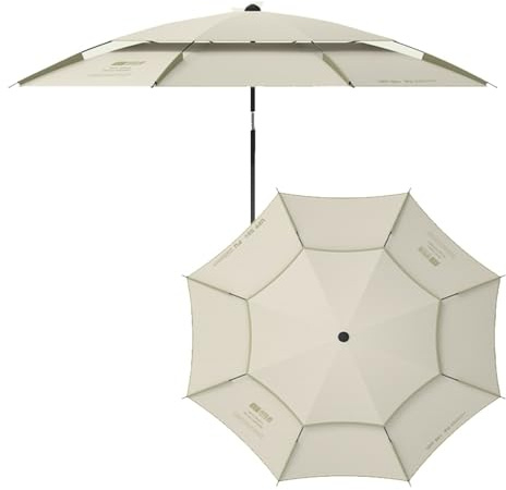 ZYXQQJ 2.2m 2.4m 2.6m Parapluie De Pêche Anti Vent Parasol De Plage avec Ancre De Sable, Inclinable Réglable Grand Parasol De Pêche(Beige,2.6m)
