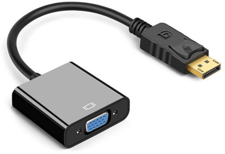 SueaLe Adaptador compacto DisplayPort a VGA 1080P con diseño de placa dorada para una fácil conectividad en viajes y oficina