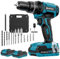 Taladro Percutor a Bateria 21V, MHPRO Taladro Atornillador Bateria con 2x2.0Ah Baterías, Atornillador Electrico 42Nm, 25+3 Ajuste de Par, 14 Accesorios, 2 Velocidad, LED Luz Para Hogar, Bricolaje