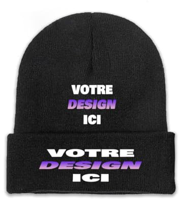 Beanie Tricoté Personnalisable pour Hommes & Femmes – Bonnet d’Hiver avec Texte, Photo, Image ou Logo – Créez Votre Beanie Chaud – Idéal pour l’Hiver et Le Quotidien – Cadeau Unisexe