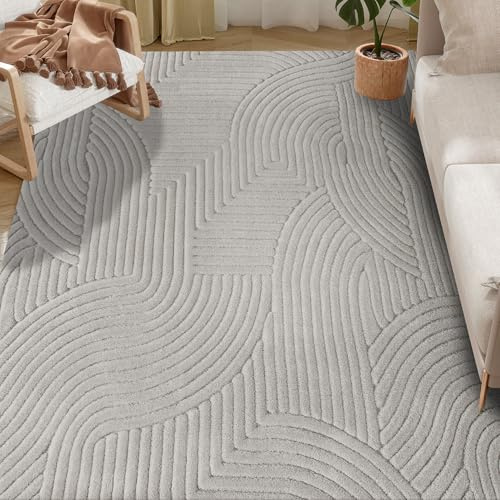 HOMCOM Alfombra Salón 230x160 cm Alfombra Pelo Corto Estilo Moderno Base Antideslizante Tejida a Máquina Tapete para Sala de Estar Dormitorio Comedor Gris
