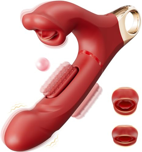 Tongue Vibrator Dildo Sex Toys for Women - G Spot Dildos Vibratorset for Woman Silent with 5 Biting, 7 Slapping and 7 Vibration, Clitorise Stimulator Prostate Massager Adult Toys for Men and Couples