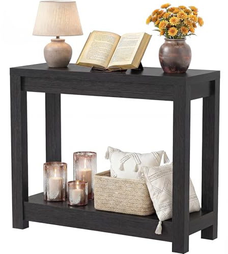 iSunirm Konsolentisch 80 cm Breit, Schmaler Flurtisch, Beistelltisch Console Table, Stabiler Eingangstisch für Flur & Wohnzimmer, Tisch hinter dem Sofa, Modernes Design Schwarz