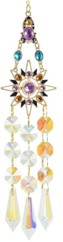 CATZUM Set di 1 Cattura Sole con Cristalli Arcobaleno, Decorazioni Romantiche a Forma di Luna e Stella, Ideali per Finestre, Giardini e Balconi, Realizzati in Cristallo e Metallo di Alta Qualità