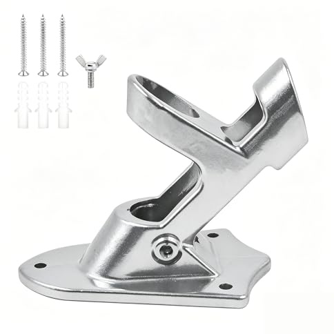 Flag Pole Holder Wall Mount, Heavy Duty Flag Pole Bracket for Outside House/Garden, 2-Position Weatherproof Flagpole Holder with 3 Expansion Screws & 1 Butterfly Screw (Silvery Fits 1 Flag Poles)