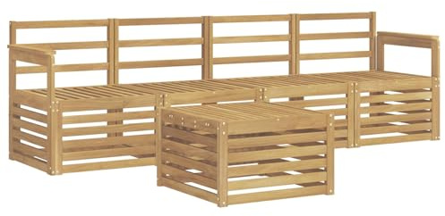 vidaXL Outdoor-Sofagarnitur 5 pcs Weiß Massivholz Akazie, Garten Lounge-Sofa, strapazierfähige Außensitzgruppe, modernes Terrassenmöbel, bequemer Wohnbereich