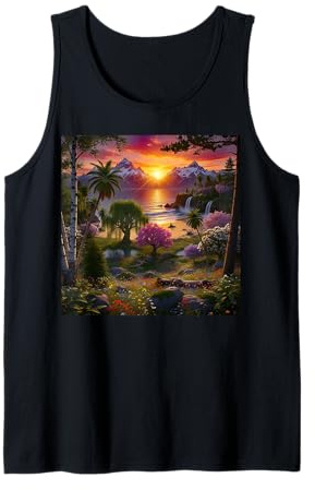 Art de Paysage Nature au Lever du Soleil et au Paradis Vibrant Débardeur