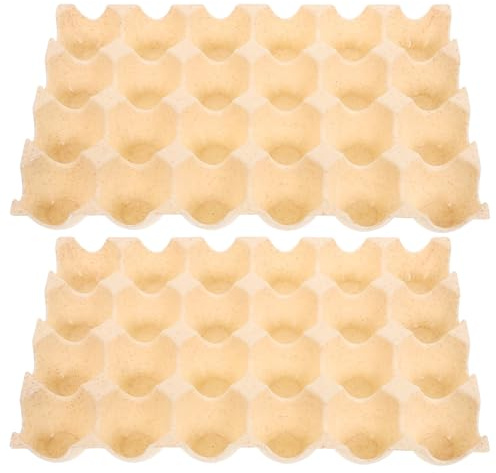 GOOHOCHY Scatola Portauova Riutilizzabile 24 Posti in PP Beige con Design e Griglie Protettive, Contenitore Impilabile per Frigorifero, Set 2 Pezzi per Conservazione in