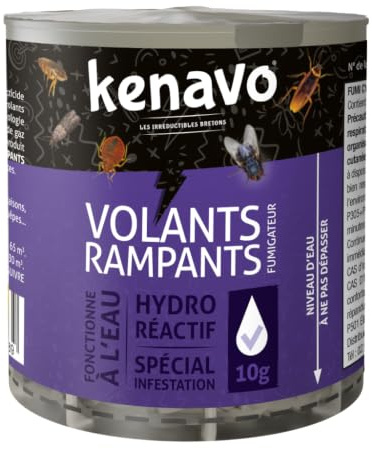 Fumigateur Infestation Tous Insectes 10g - Traitement choc contre punaises de lit, cafards, puces, mouches, araignées - Vapeur insecticide pénètre les petites cavités, sans combustion - KENAVO