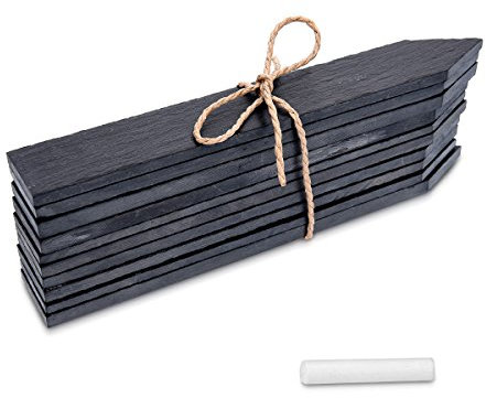 Navaris 10x Schiefer Pflanzstecker S - Gartenstecker Stecketiketten beschreibbar 15 x 2,5cm für Kräutergarten Beet Blumenkästen Schilder mit Kreide