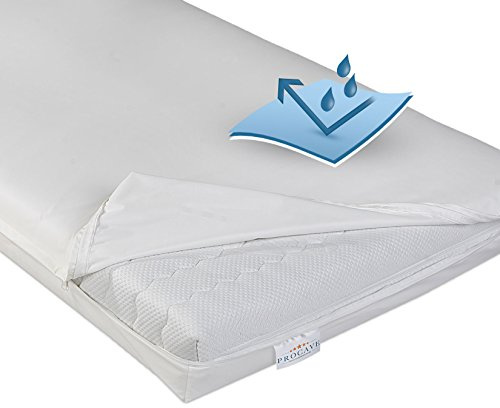 PROCAVE wasserdichter Matratzenbezug in weiß, atmungsaktiv und abwischbar 90x200 cm für Matratzen-Höhe 24 cm - Made in Germany