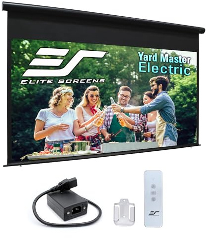 Elite Screens Yard Master Electric, 150-INCH Outdoor Motorized Projector Screen Rain Water Protection Remote Control 8K 4K Ultra HD 3D Movie Screen Theater Gaming, OMS150H-ELECTRIC