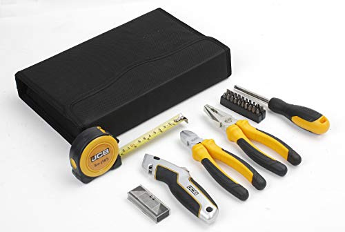 JCB - 26 Piece Tool Kit | Includes Screwdriver & Bits, Pliers, Retractable Knife, Tape Measure and Storage Case, Perfect for New Homeowners Or Students (JCB-26-SET)