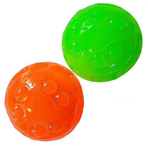 Activity4Dogs Hundeball mit Noppen | Hundespielzeug Ball 2er Pack | schwimmfähig & robust | ohne Geräusch | 76 mm, orange & grün