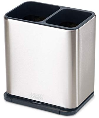 Joseph Joseph 85161 Utensilienhalter mit abnehmbarem Löffel Surface Küchenzubehör, Edelstahl/Dunkelgrau