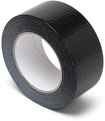 Gaffa Adhesive Tape Made of Polyethylene Coated Fabric, Strong Adhesive Gaffa Tape with Natural Rubber, Width 50 mm x Length 50 m, Thickness 0.18 mm, Glossy Black