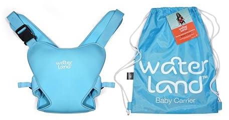 WaterLand Baby Carrier Innovative Carrier Seat for Water and Land Light Blue - Waterproof Chest Strap for Toddlers with Adjustable Straps, Lightweight Carry Seat for Pool and Beach