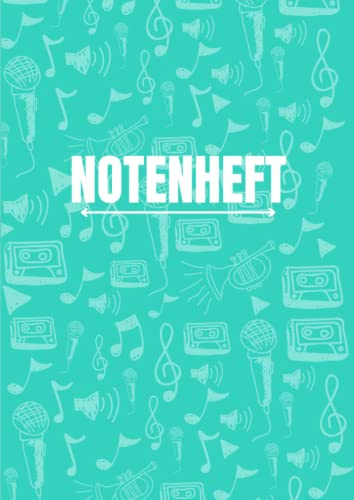 Notenheft: leerer Notenblock zum Ausfüllen | 100 Seiten | 12 Notensysteme je Seite | DIN A4