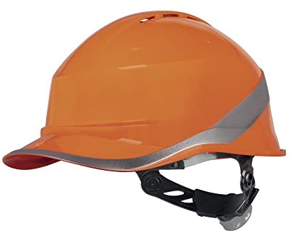 Bauhelm belüftet mit ABS-Baseballkappe, Rotorverschluss, runder Kopf, 53-64 cm, Dielektrikum, Deltaplus Diamond VI Wind – einzigartig, orange