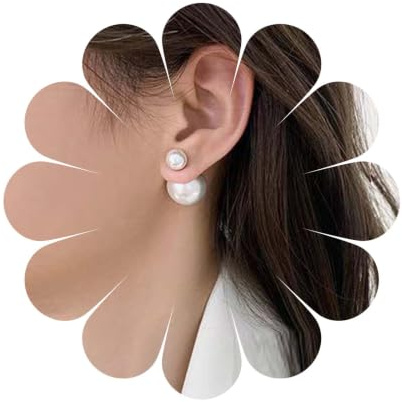 Cimenexe Vintage Perlenohrringe - Silber Perlenohrstecker mit Böhmischer Perle - Hochzeit Ohrringe für Frauen und Mädchen