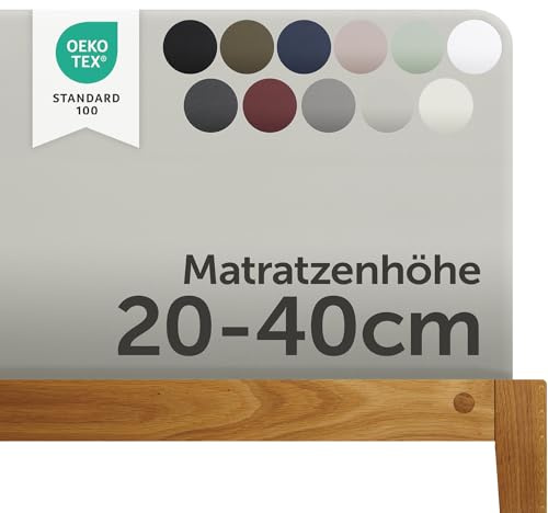 Blumtal® Luxus Spannbettlaken 180x200cm - 200x220cm für Boxspringbetten/Wasserbetten - Oeko-TEX zertifizierte Spannbettlaken 180x200 / 200x200 / 200x220 - Spannleintuch Moonlight Grey - Grau