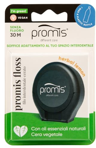 Promis floss - Filo interdentale riciclato | Adattamento interdentale delicato | Testato clinicamente | Oli essenziali | Senza fluoro | Vegano (black ocean)