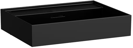 LAUFEN Kartell Aufsatzwaschtisch ohne Hahnloch, mit Überlauf, Unterseite geschliffen, 600x460mm, H8163337161091, Farbe: Schwarz Matt
