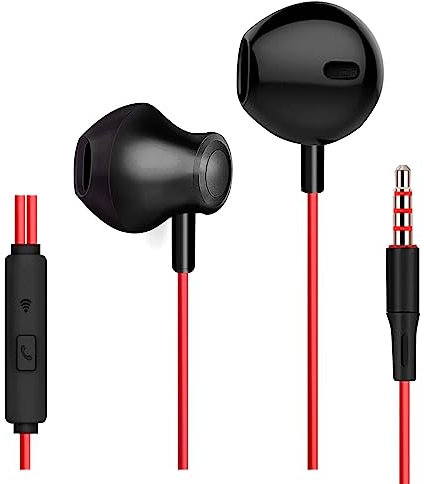 MUNSKT Auriculares de media oreja con conector de 3,5 mm, auriculares estéreo de alta fidelidad con aislamiento de ruido con micrófono y tecla de teléfono de respuesta, compatibles con la mayoría de