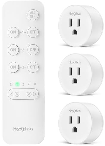 HAPYTHDA Remote Control Outlet Plug with Countdown Function, 15A/1500W, 500 Feet RF Range Wireless Light Switch, No Wiring Needed Remote Outlet for Small Electrical Appliance,3 Outlets & 1 Remote