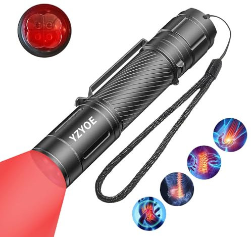 YZYOE Infrared Light Therapy for Joint and Muscle Pain Portable Rechargeable Flashlight， Red Light Therapy Wand Device，Red Lights-4 Wavelengths，Near Infrared Light Therapy.