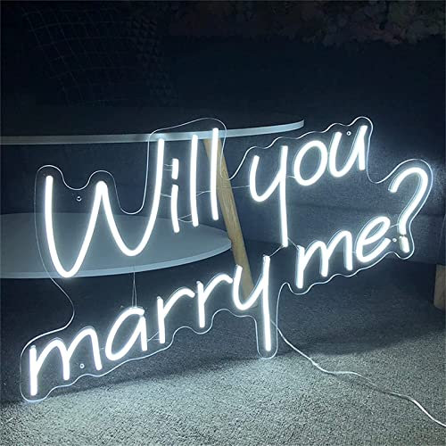 Will You Marry Me Neon Sign Led Modeling Light Lettere Luminose Pannello Acrilico Pannello Neon Luce Decorativa, 50X28cm
